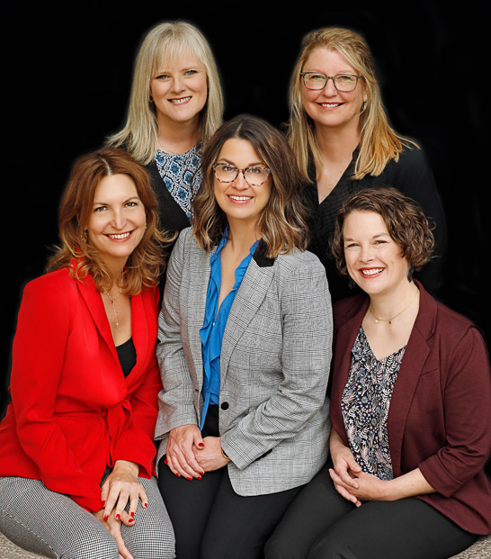 portrait of firm attorneys Heather L. Counts, Laura A. Hederstedt, Michelle Burge, and Jennie Carter